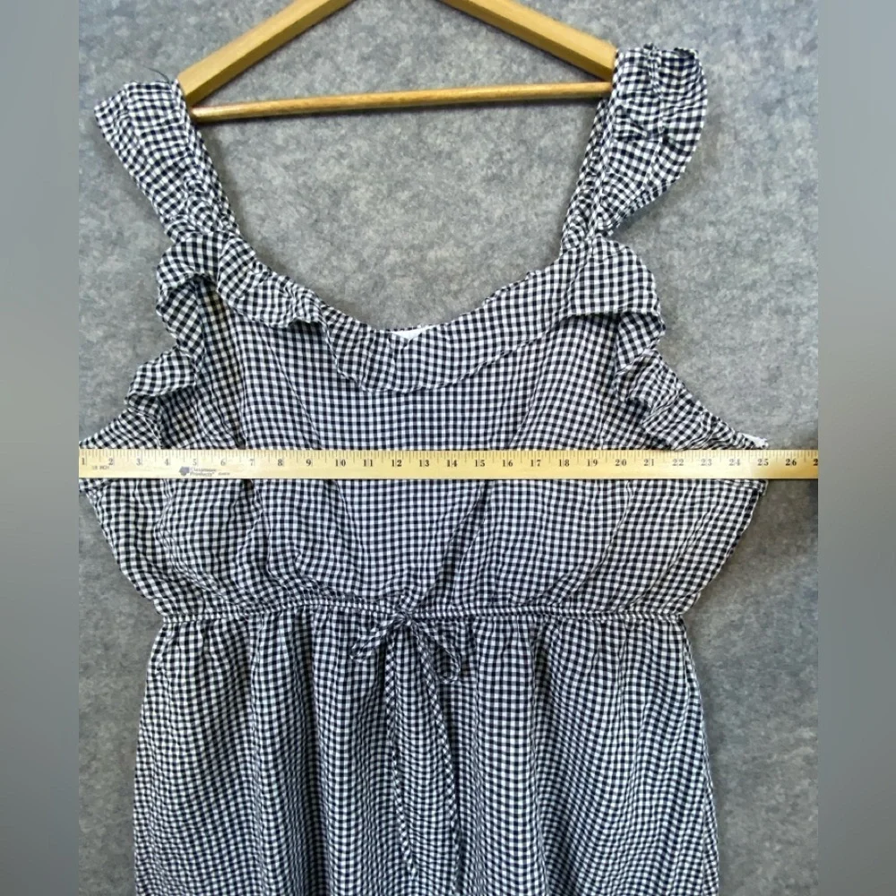 Andree By Unit Dress Size 3X Black White‎ Gingham Ruffle Above Knee Tie Waist